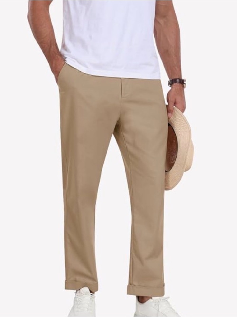 Men's Lightweight Straight-Fit Chinos in Khaki